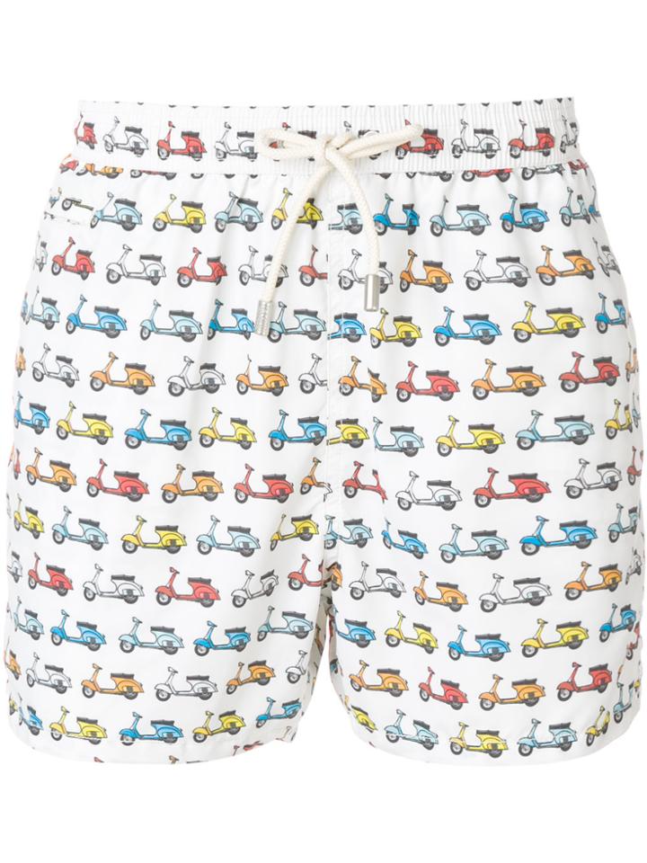 Mc2 Saint Barth Bike Print Swim Shorts - White