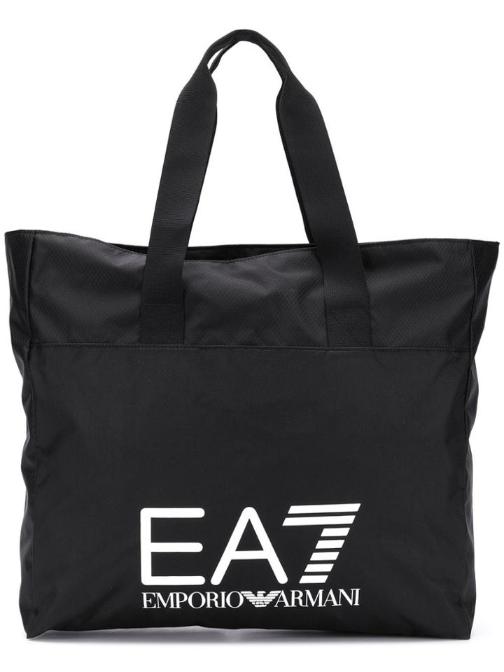 Ea7 Emporio Armani Logo Print Tote Bag - Black