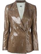 Mm6 Maison Margiela Double Breasted Sequin Blazer, Women's, Size: 40, Brown, Polyester/viscose