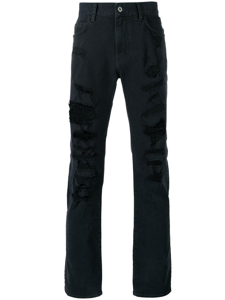 Armani Jeans Distressed Jeans, Men's, Size: 32, Black, Cotton/spandex/elastane
