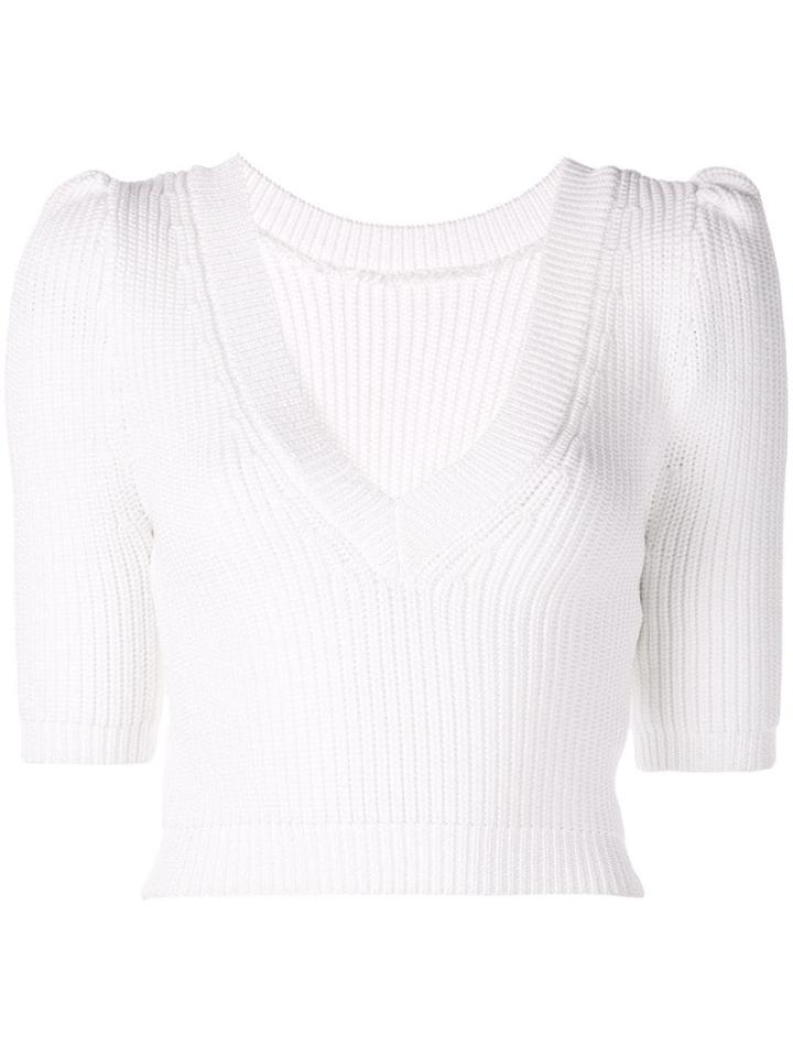 Cushnie Ribbed Knitted Crop Top - White