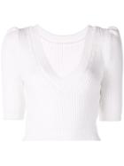 Cushnie Ribbed Knitted Crop Top - White