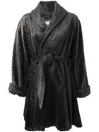 Lanvin Vintage Faux Fur Belted Coat - Grey