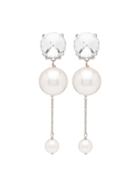 Miu Miu Embellished Pearl Earrings - White
