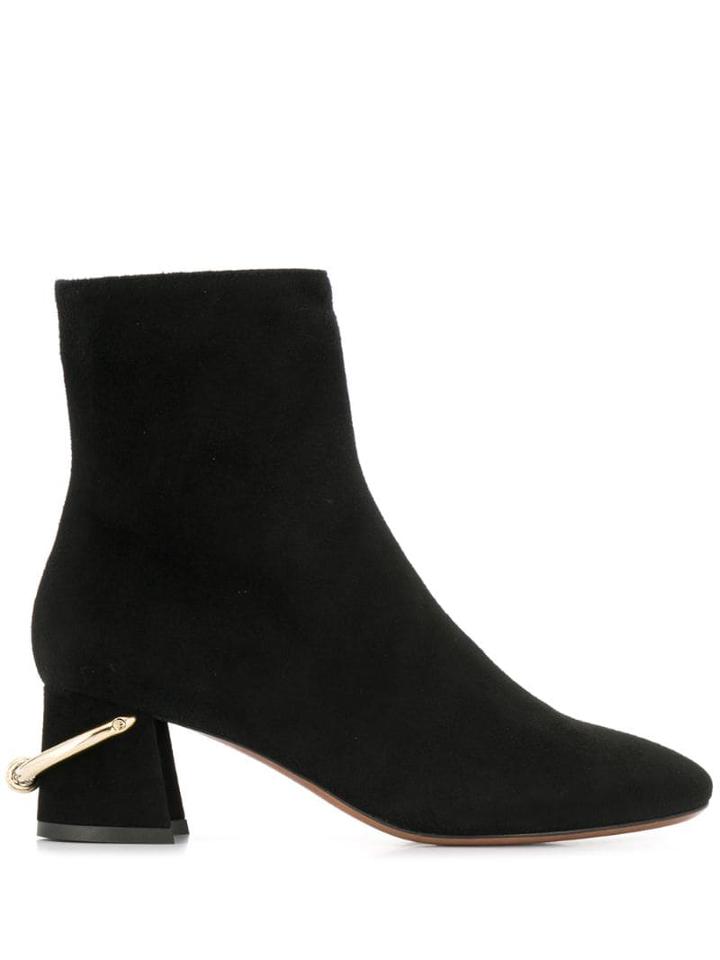 L'autre Chose Metallic Ring Ankle Boots - Black