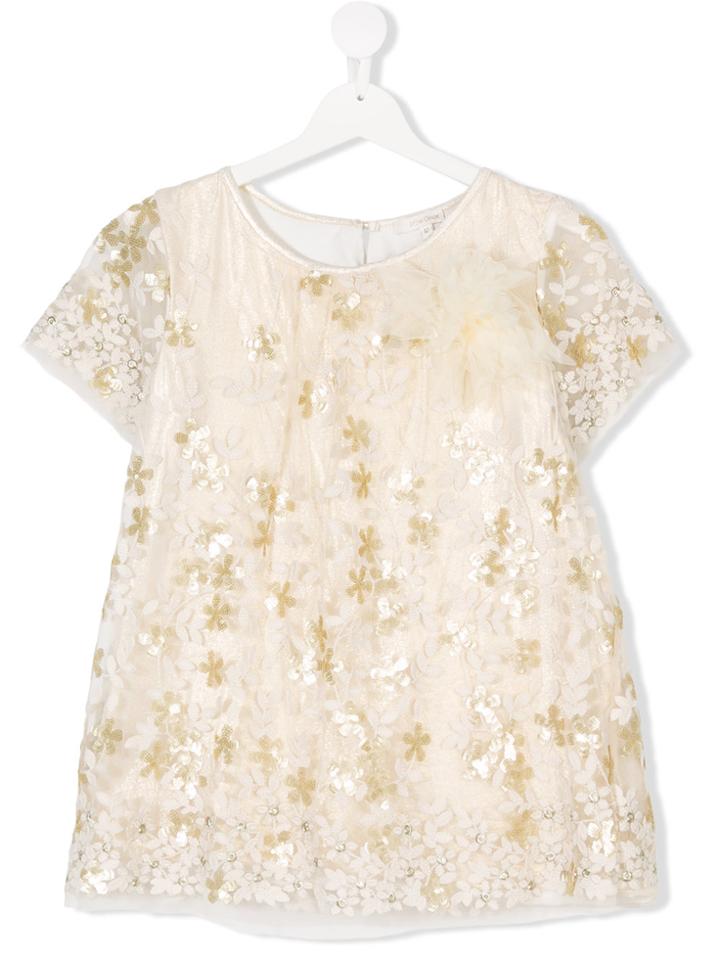 Miss Grant Kids Teen Sequinned Lace Top - Metallic