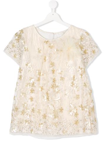 Miss Grant Kids Teen Sequinned Lace Top - Metallic