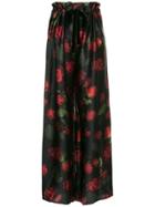 Mother Of Pearl Rose Print Trousers - Black