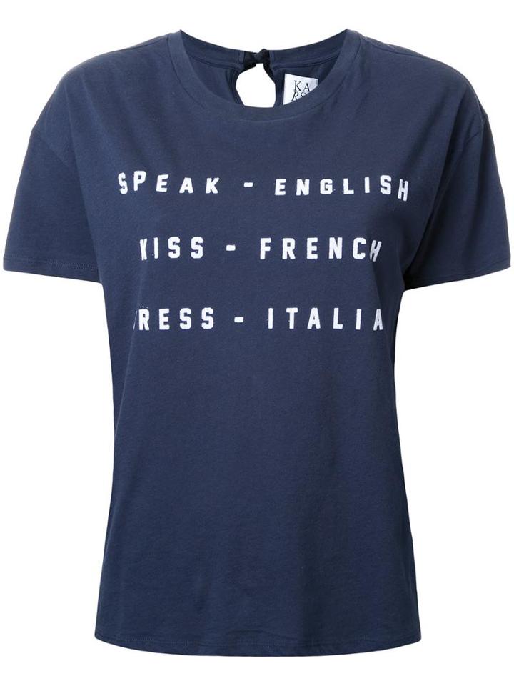 Zoe Karssen Quote Print T-shirt, Women's, Size: Large, Blue, Cotton