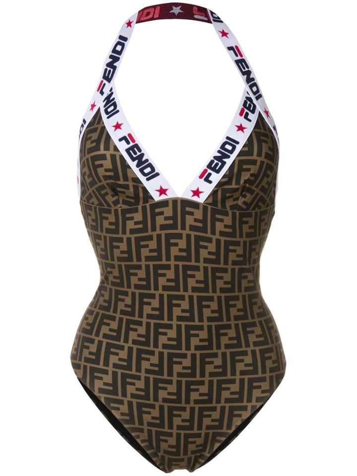 Fendi Monogram Print Swimsuit - Black