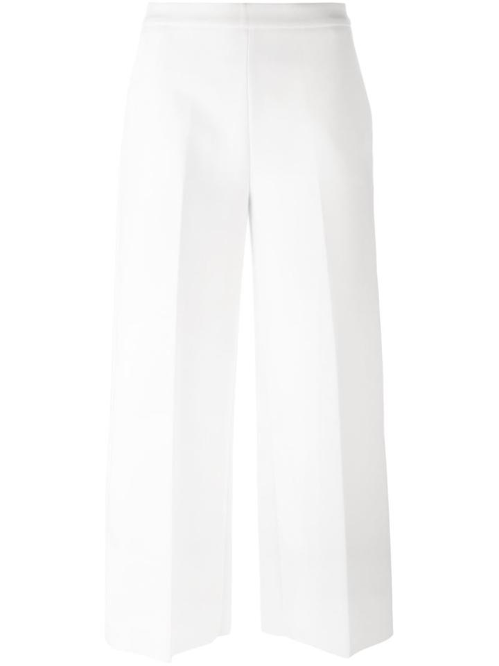 Msgm Cropped Tailored Trousers, Women's, Size: 40, White, Polyester/spandex/elastane/viscose