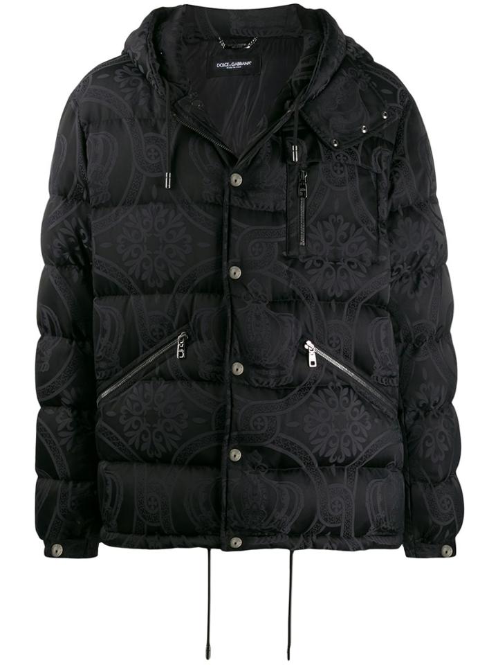 Dolce & Gabbana Snowflake Printed Padded Jacket - Black
