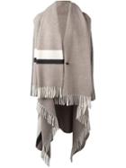 Erika Cavallini Sleeveless Fringed Poncho, Women's, Size: 42, Nude/neutrals, Polyurethane/wool