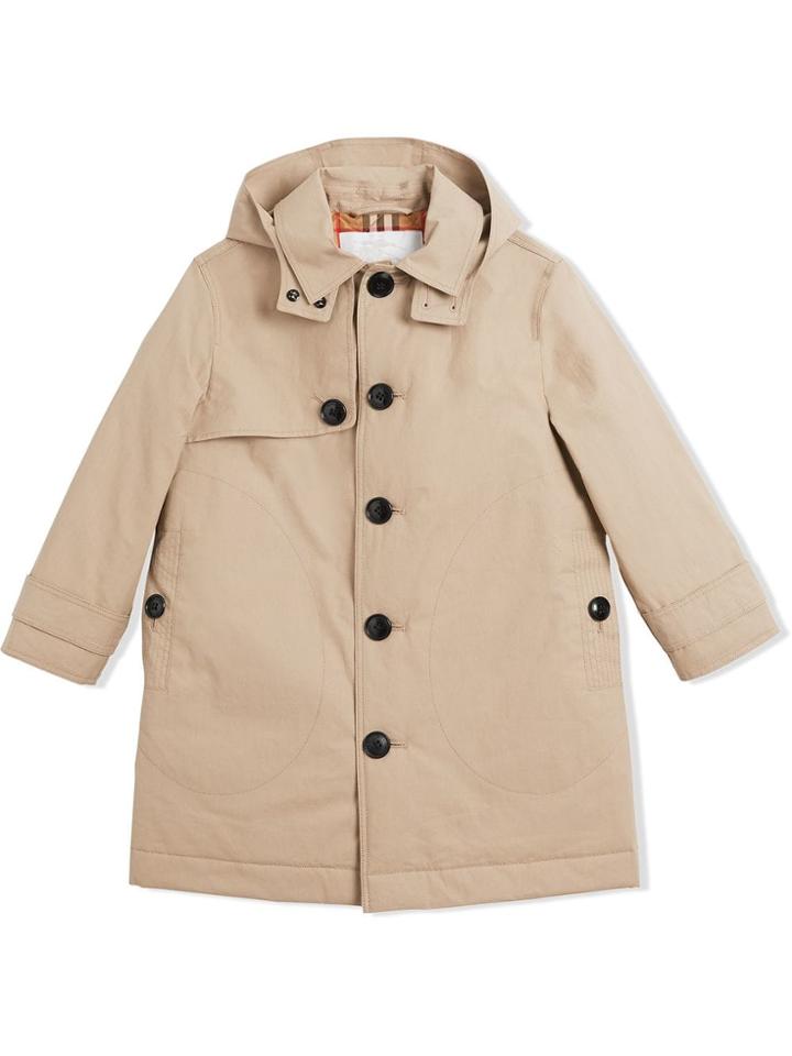 Burberry Kids Teen Hooded Canvas Coat - Neutrals