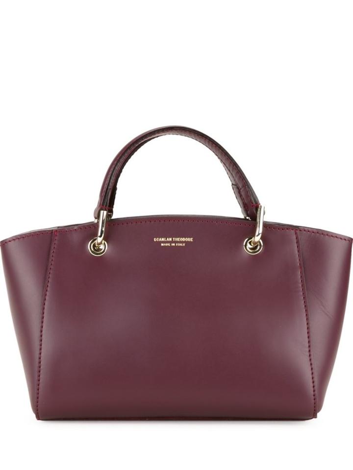 Scanlan Theodore Mini Structured Tote, Women's, Red, Calf Leather