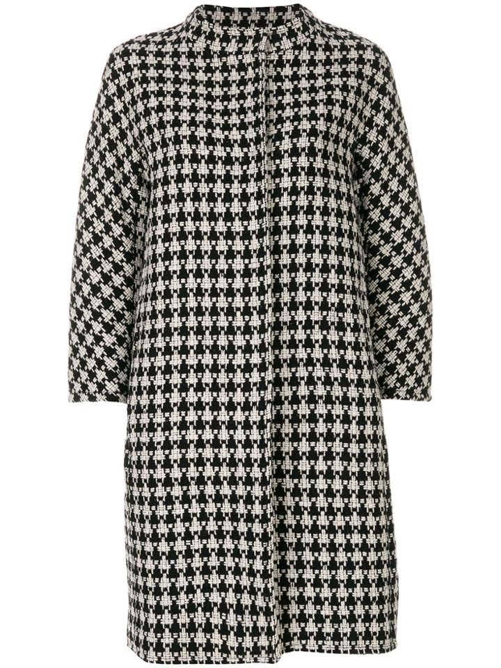 's Max Mara Houndstooth Check Coat - Black