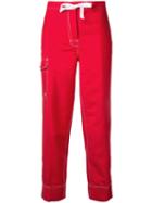 Thom Browne - Drawstring Cropped Trousers - Women - Mohair - 40, Red, Mohair