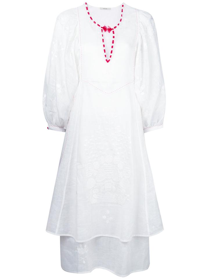 Vita Kin Embroidered Flared Dress - White