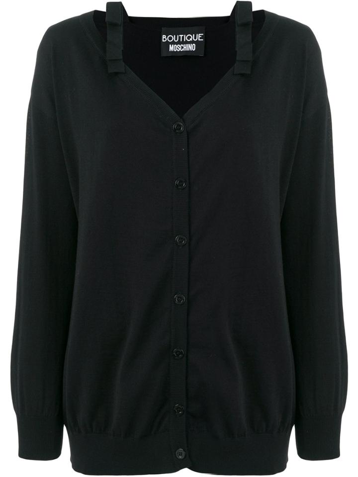 Boutique Moschino Bow Embellished Cardigan - Black