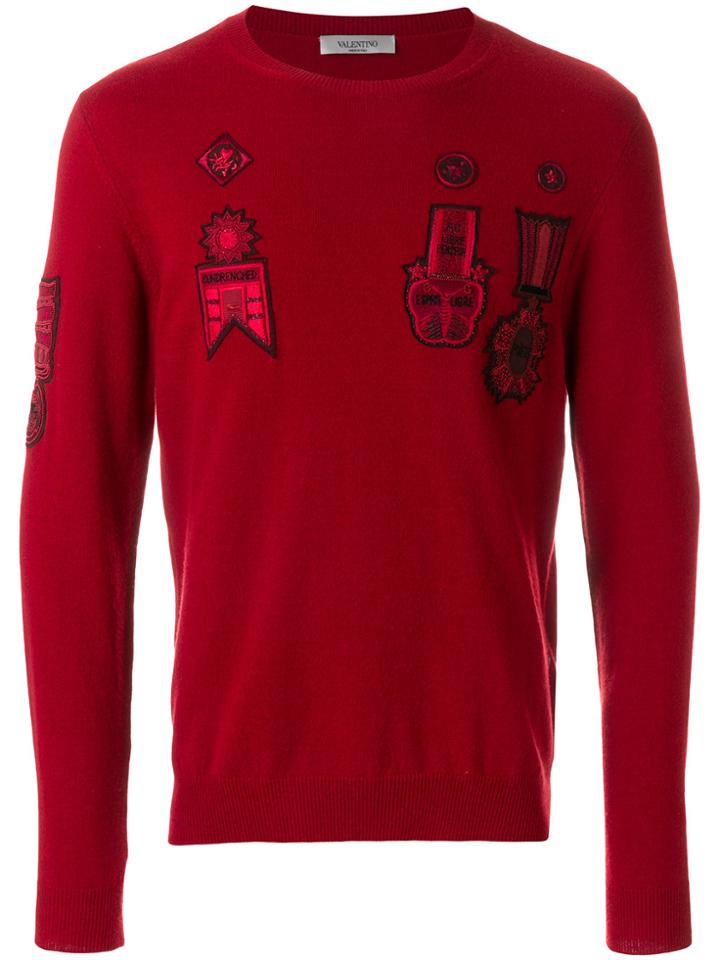 Valentino Patch Detailed Jumper - Red