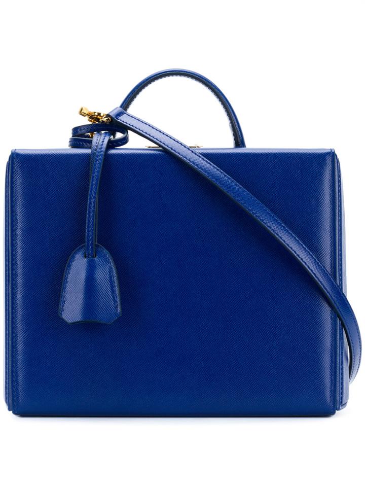 Mark Cross Grace Large Cross Grain Box Bag - Blue