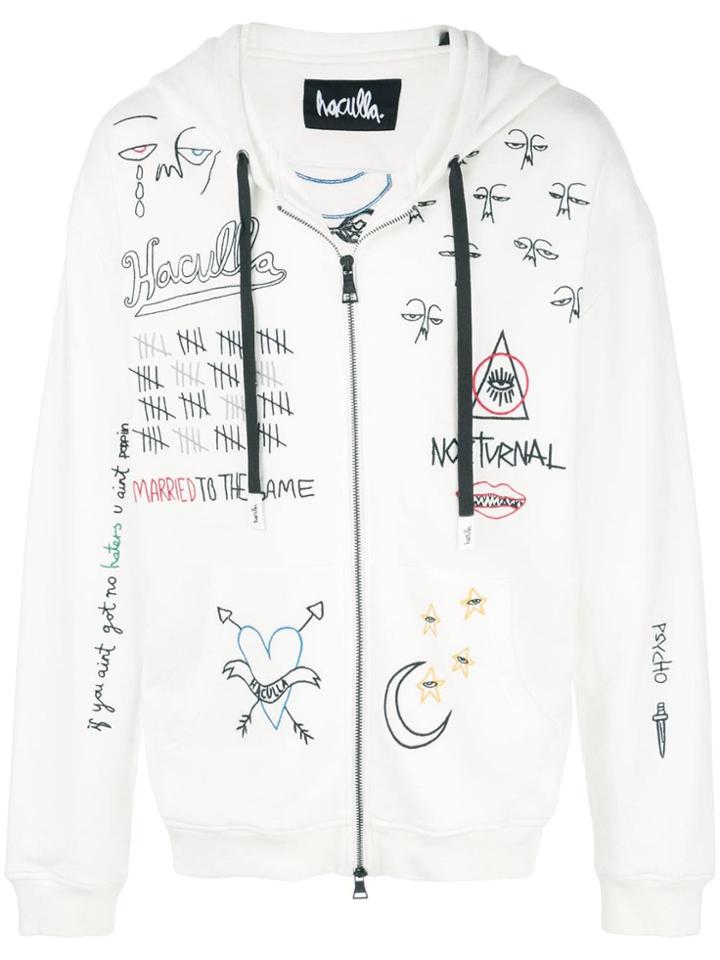 Haculla Nocturnal Zip-front Hoodie - White