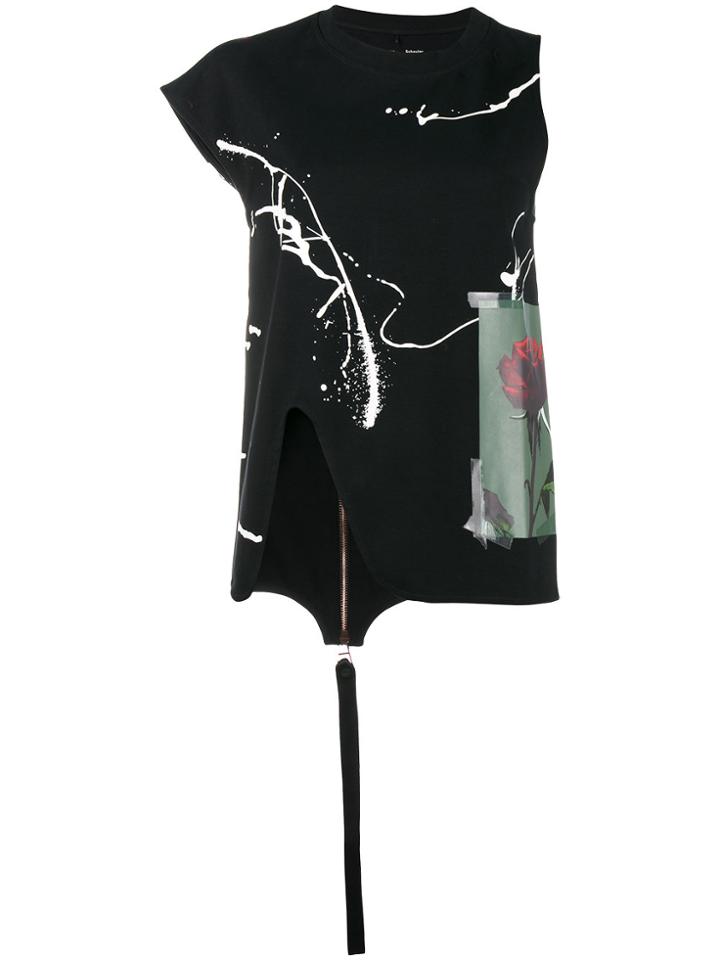 Proenza Schouler Printed Top With Asymmetrical Sleeves - Black