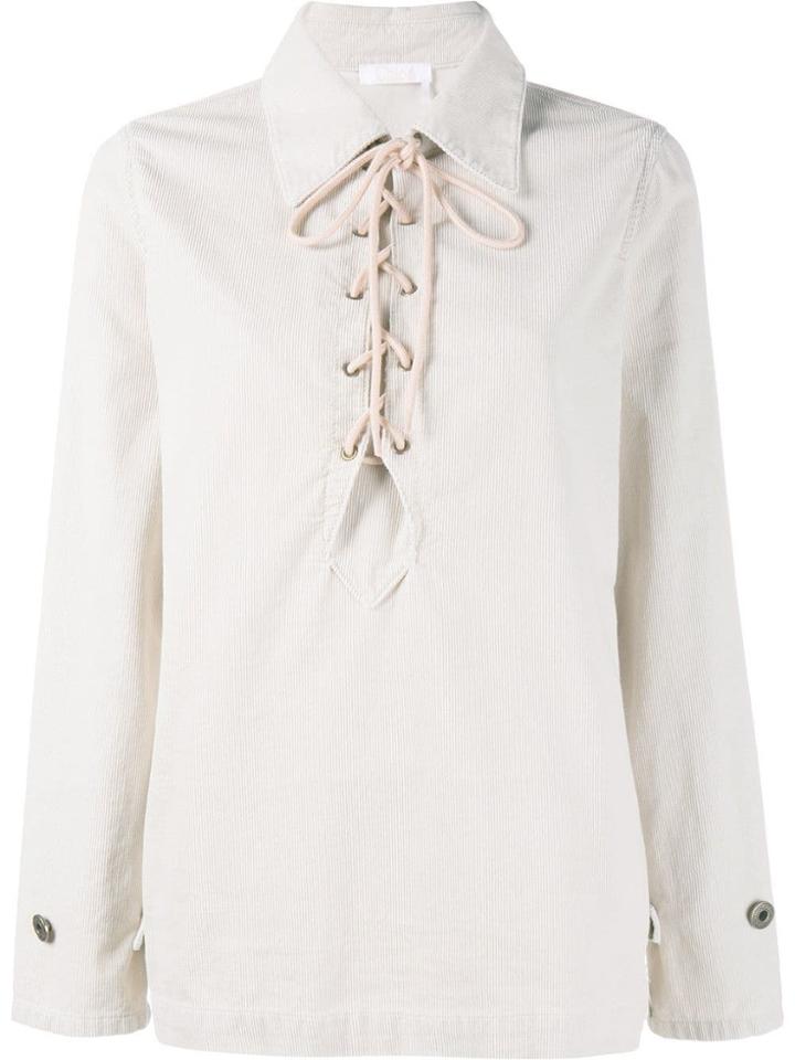 Chloé Lace Up Corduroy Shirt - Neutrals