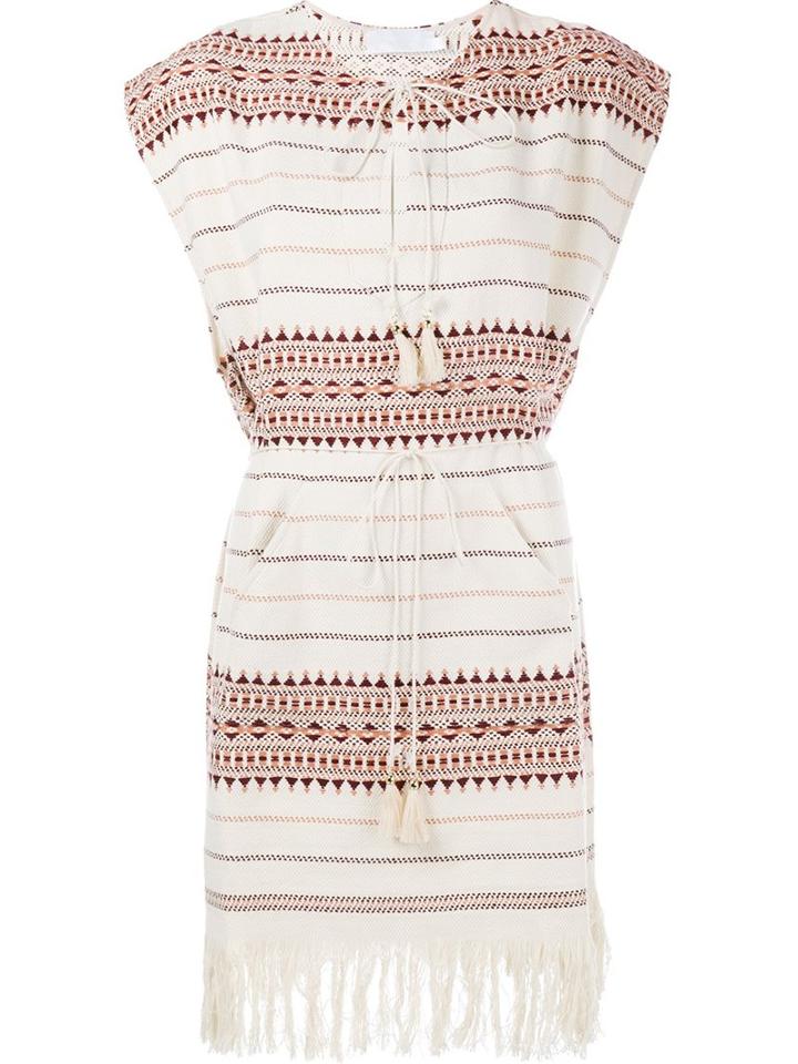 Zimmermann Fringed Hem Poncho Dress, Women's, Size: 2, Nude/neutrals, Cotton