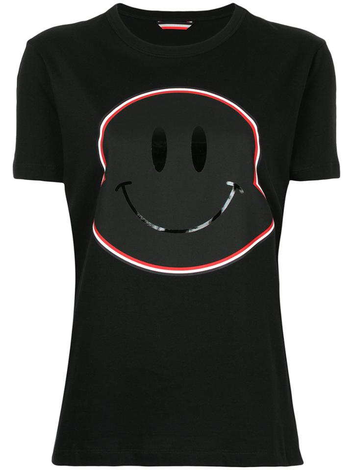 Moncler Smiley Face Maxi Logo T-shirt - Black
