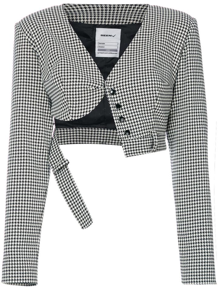 Seen Pied-de-poule Cropped Jacket - Black