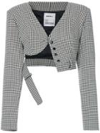 Seen Pied-de-poule Cropped Jacket - Black