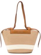 Elena Ghisellini Panelled Woven Tote - Brown