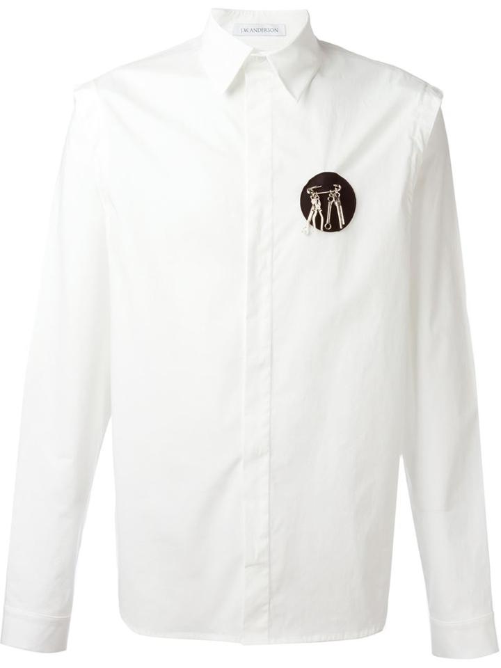 J.w. Anderson Mini Tools Shirt, Men's, Size: 46, White, Cotton/polyurethane