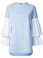 Monographie Pleated Double Sleeve Blouse - Blue