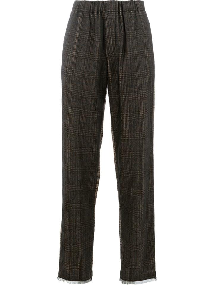 Quetsche Straight Checkered Trousers - Brown
