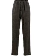 Quetsche Straight Checkered Trousers - Brown