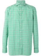Borrelli Checked Shirt, Men's, Size: 42, Green, Cotton