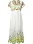 Giambattista Valli Floral Print Pleated Dress - White