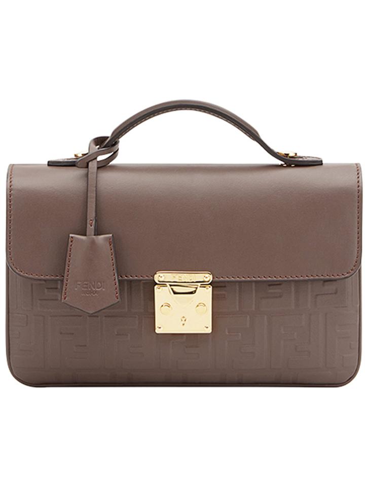 Fendi Embossed Logo Clutch Bag - Brown