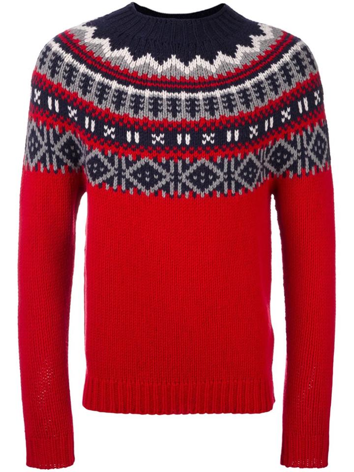 Moncler Fair Isle Knit Jumper - Red