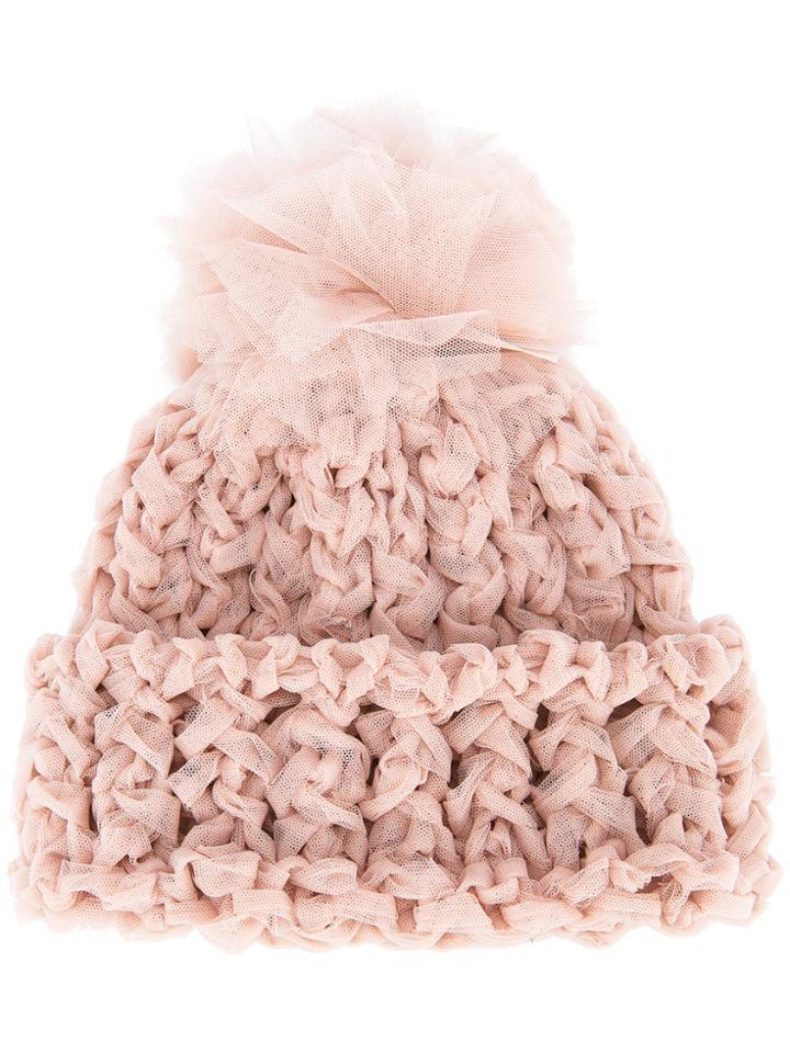 Federica Moretti Knitted Pom Pom Beanie - Pink & Purple