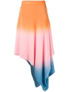 J.w.anderson - Degradé Asymmetric Skirt - Women - Spandex/elastane/viscose - 12, Yellow/orange, Spandex/elastane/viscose