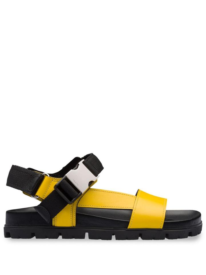 Prada Buckle Detailed Flat Sandals - Yellow