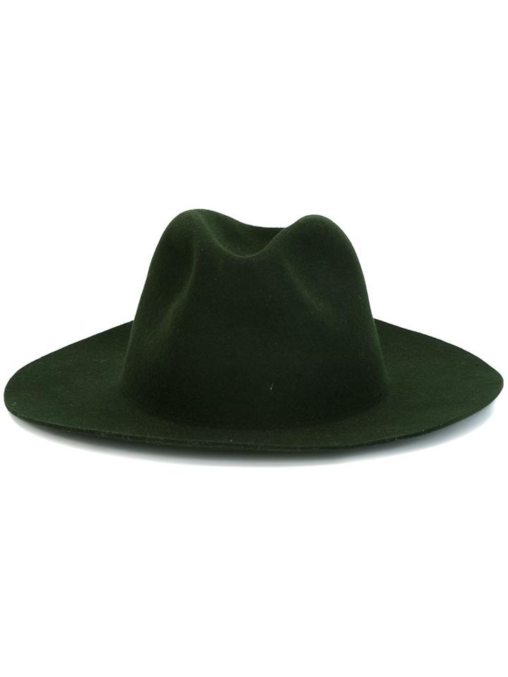 Études Wide Brim Hat, Men's, Size: 57, Green, Leather/wool Felt