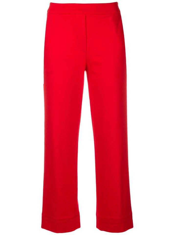 Blumarine Cropped Straight Leg Trousers - Red