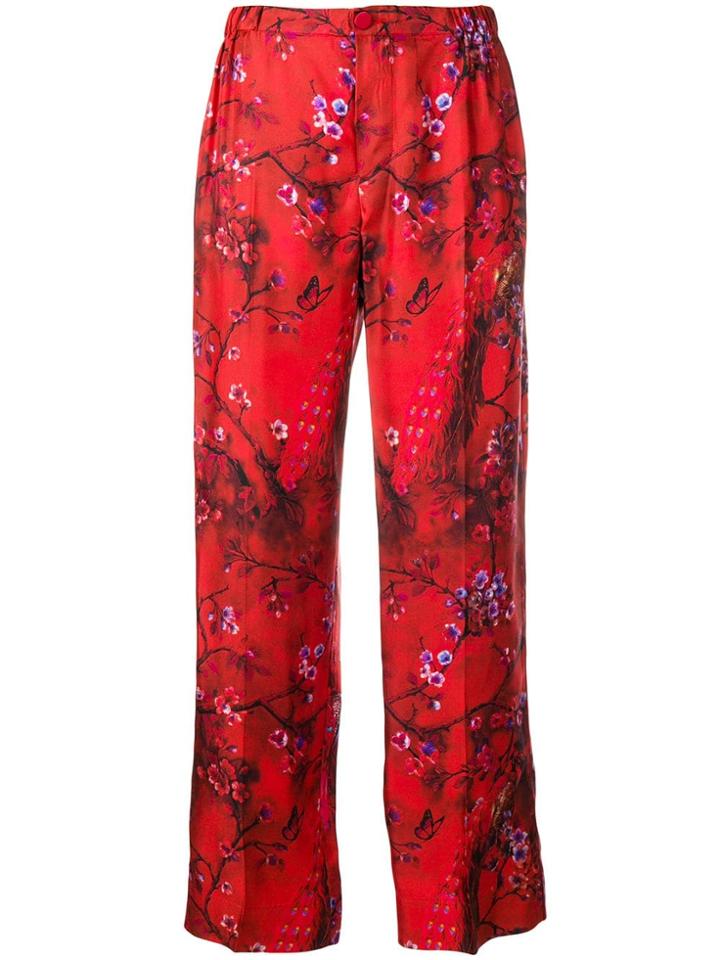 F.r.s For Restless Sleepers Peacock Print Trousers - Red