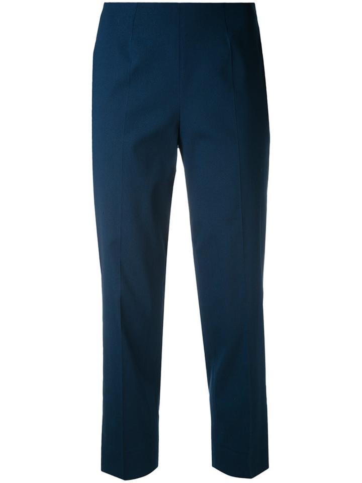 Piazza Sempione - Cropped Trousers - Women - Silk/spandex/elastane/polyamide - 46, Blue, Silk/spandex/elastane/polyamide