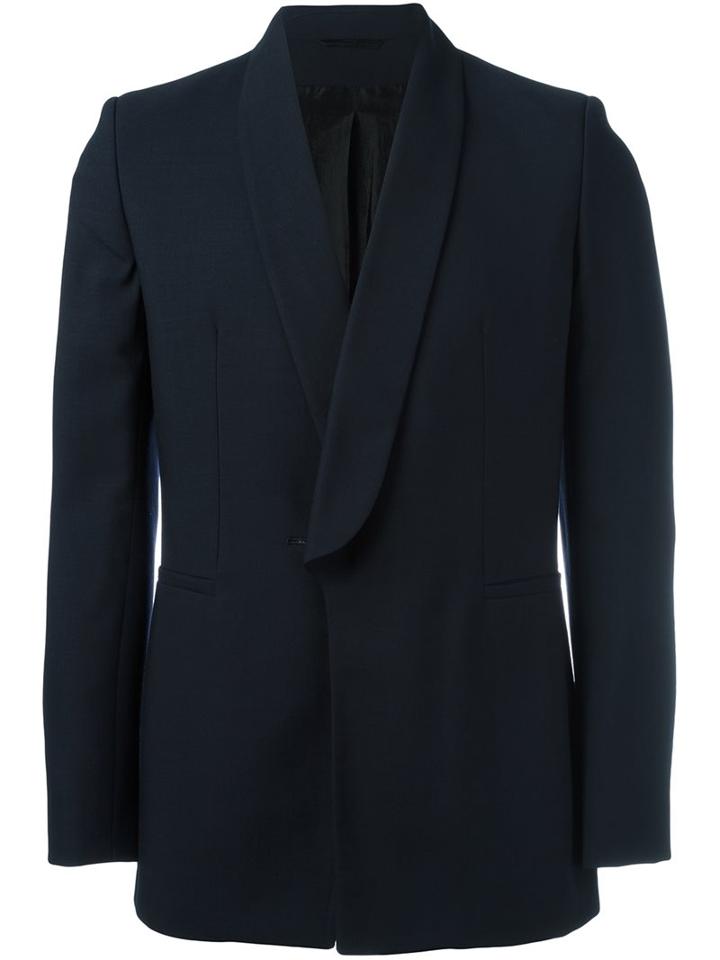 Ann Demeulemeester One Button Blazer, Men's, Size: Small, Blue, Cotton/nylon/rayon/virgin Wool