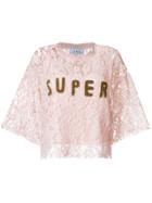 Forte Couture Patched Lace Blouse - Pink & Purple